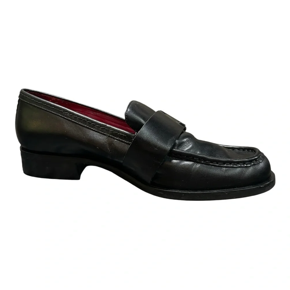 Franco Sarto Women’s Black Leather Upper Slip-On Loafers size 7.5